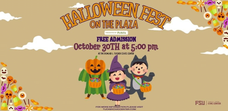 Halloween festival announcement with characters