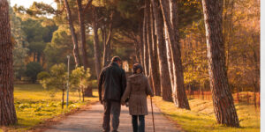 couples walking on path