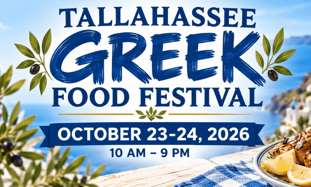 Tallahassee Greek Food Festival 2026: FREE Admission, Greek Food, Music & Dancing! 1 Tallahassee Greek Food Festival 2026 1 e1792419839785